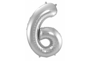 Cijfer Ballon Zilver 6 - 86cm