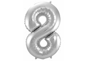 Cijfer Ballon Zilver 8 - 86cm
