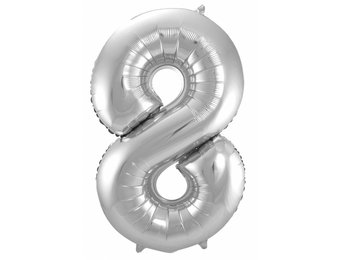 Cijfer Ballon Zilver 8 - 86cm