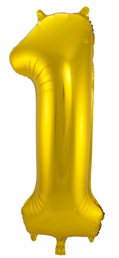 Cijfer Ballon Goud 1 - 86cm