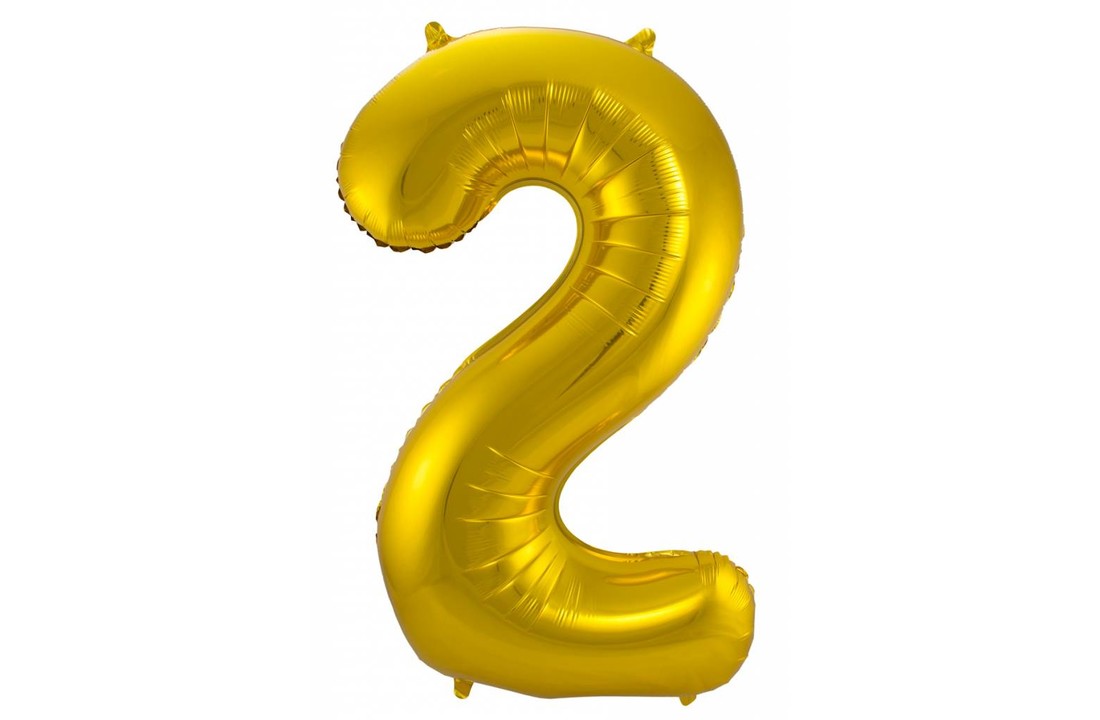 Cijfer Ballon Goud 2 - 86cm
