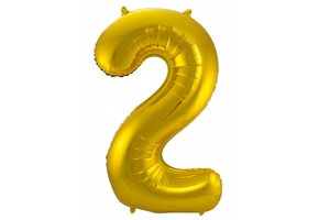 Cijfer Ballon Goud 2 - 86cm