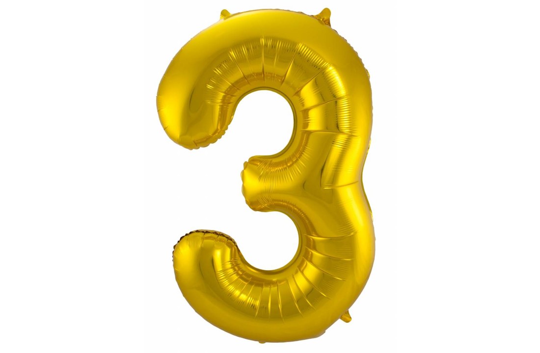 Cijfer Ballon Goud 3 - 86cm