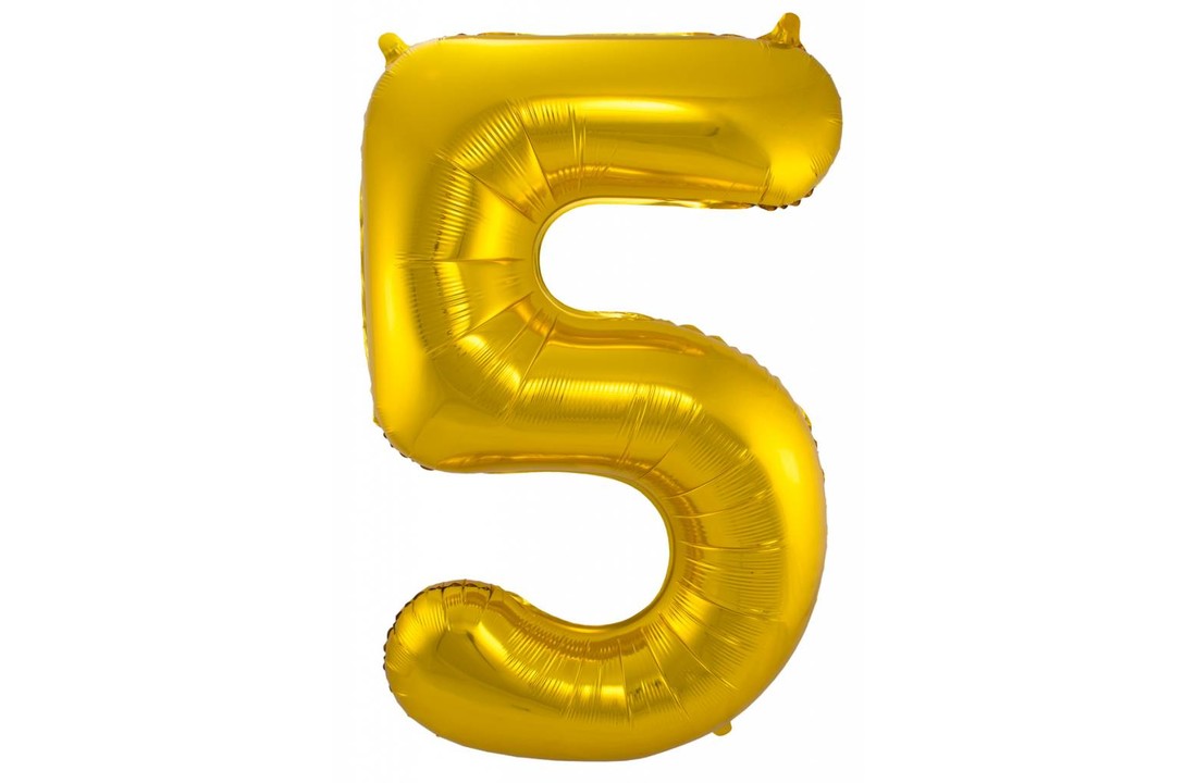 Cijfer Ballon Goud 5 - 86cm