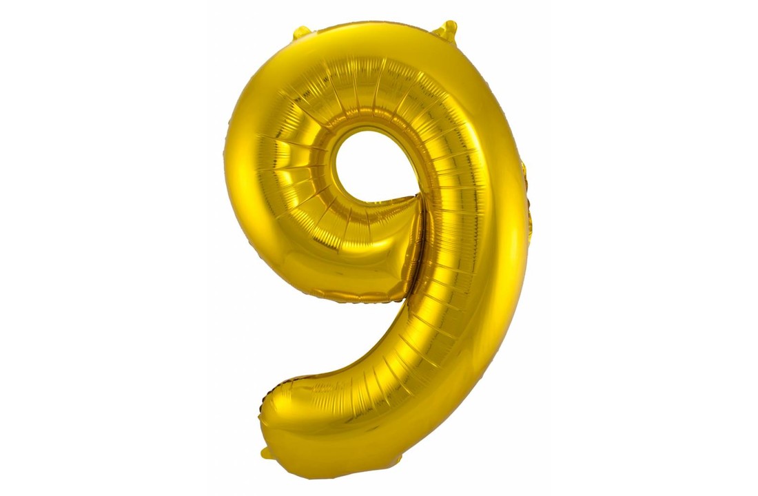 Cijfer Ballon Goud 9 - 86cm