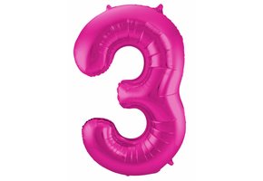 Cijfer Ballon Paars 3 - 86cm
