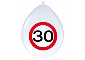 Ballonnen 30 jaar Verkeersbord 30cm - 8 stuks