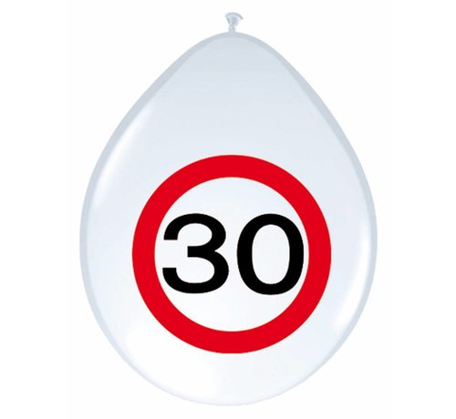 Ballonnen 30 jaar Verkeersbord - 8 stuks