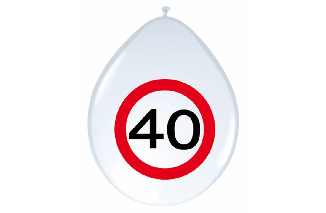 Ballonnen 40 jaar Verkeersbord 30cm - 8 stuks
