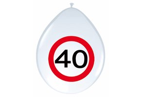 Ballonnen 40 jaar Verkeersbord 30cm - 8 stuks