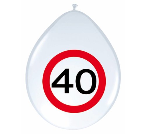 Ballonnen 40 jaar Verkeersbord 30cm - 8 stuks