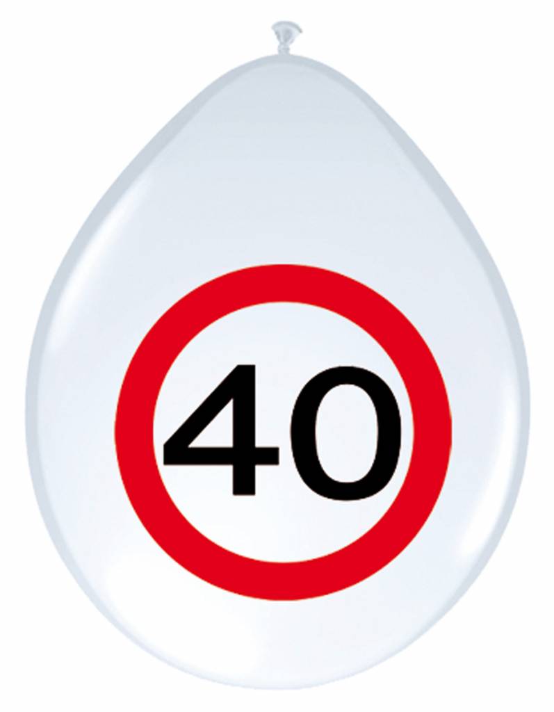 Ballonnen 40 jaar Verkeersbord 30cm - 8 stuks