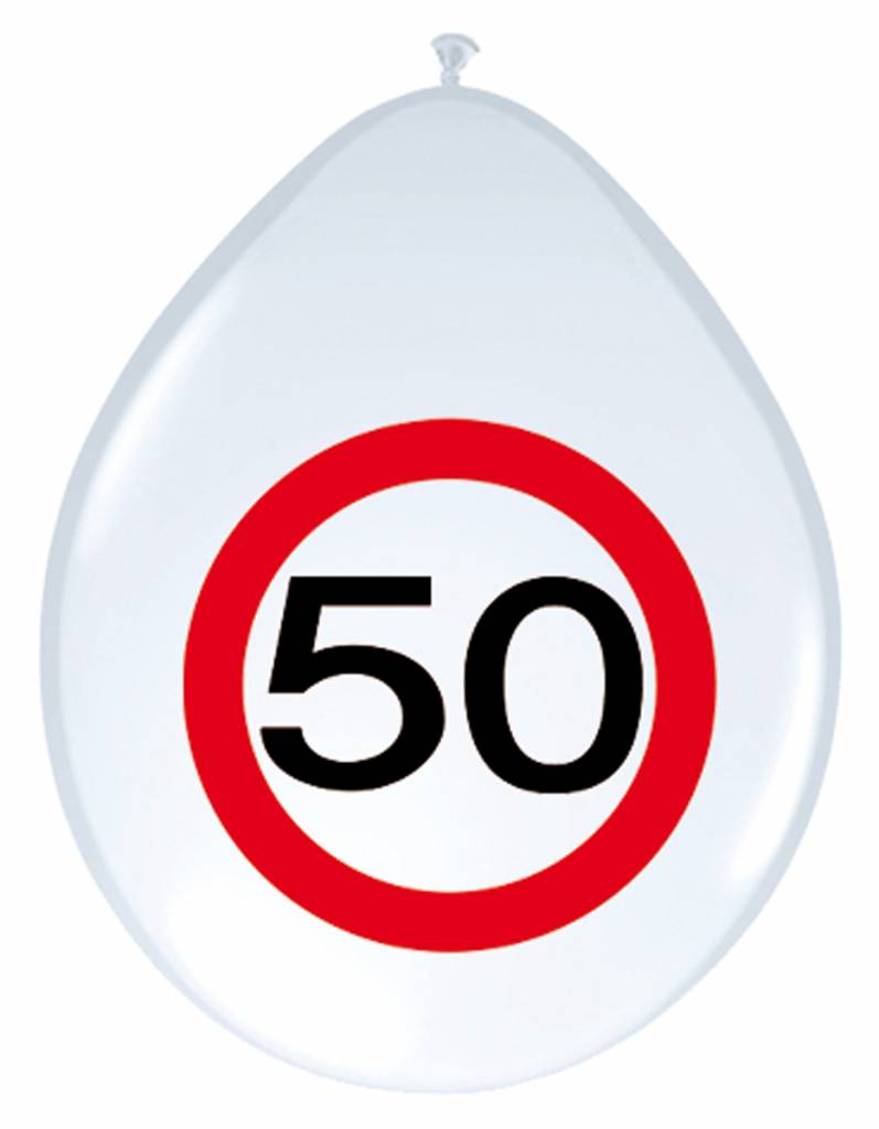 Ballonnen 50 jaar Verkeersbord 30cm - 8 stuks