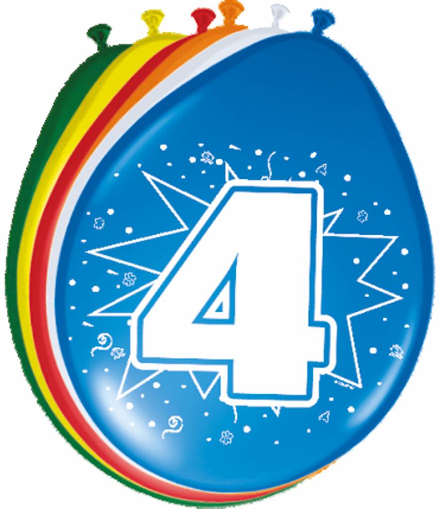 Verjaardag Ballonnen 4 jaar 30cm - 8 stuks