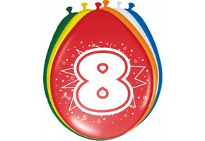 Verjaardag Ballonnen 8 jaar 30cm - 8 stuks