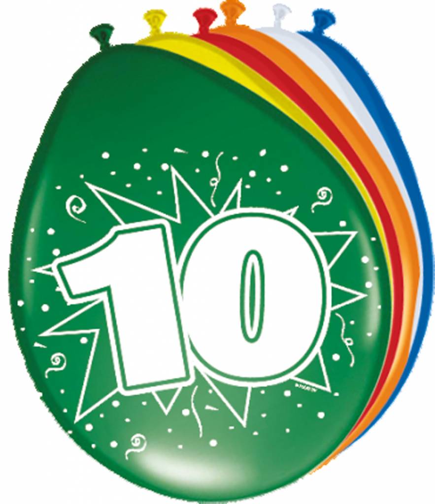 Verjaardag Ballonnen 10 jaar 30cm - 8 stuks