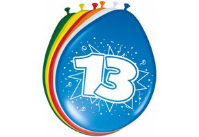 Verjaardag Ballonnen 13 jaar 30cm - 8 stuks