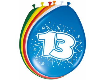 Verjaardag Ballonnen 13 jaar 30cm - 8 stuks