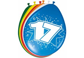 Verjaardag Ballonnen 17 jaar 30cm - 8 stuks