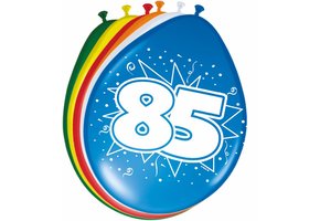 Verjaardag Ballonnen 85 jaar 30cm - 8 stuks