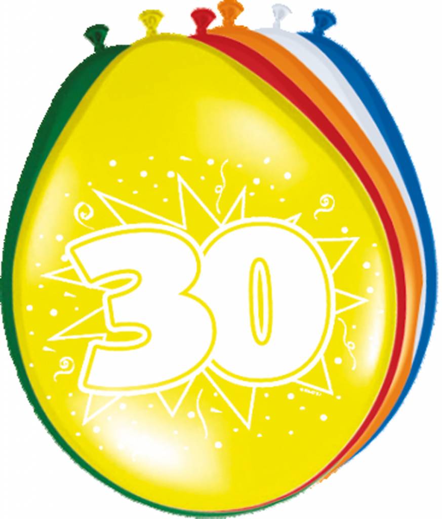 Verjaardag Ballonnen 30 jaar 30cm - 8 stuks