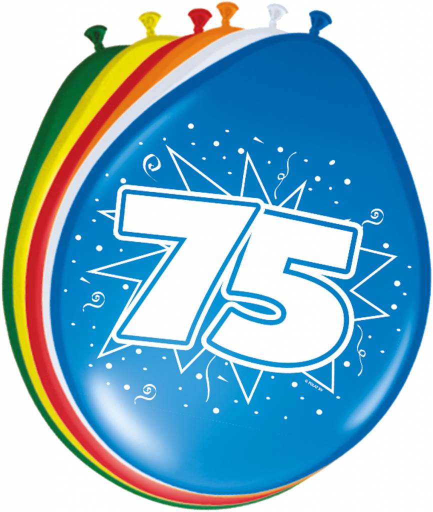 Verjaardag Ballonnen 75 jaar 30cm - 8 stuks