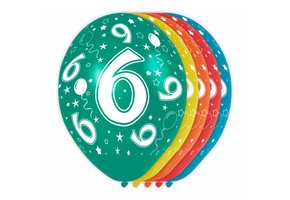 Verjaardag Ballonnen 6 jaar 30cm - 5 stuks