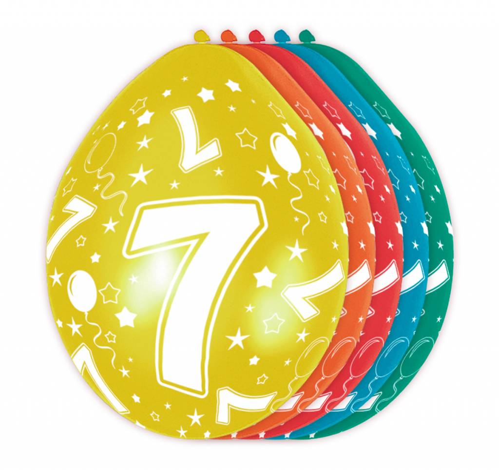 Verjaardag Ballonnen 7 jaar 30cm - 5 stuks
