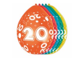 Verjaardag Ballonnen 20 jaar 30cm - 5 stuks