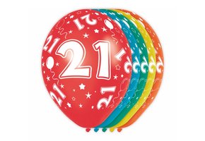 Verjaardag Ballonnen 21 jaar 30cm - 5 stuks