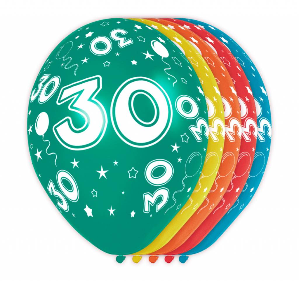 Verjaardag Ballonnen 30 jaar 30cm - 5 stuks
