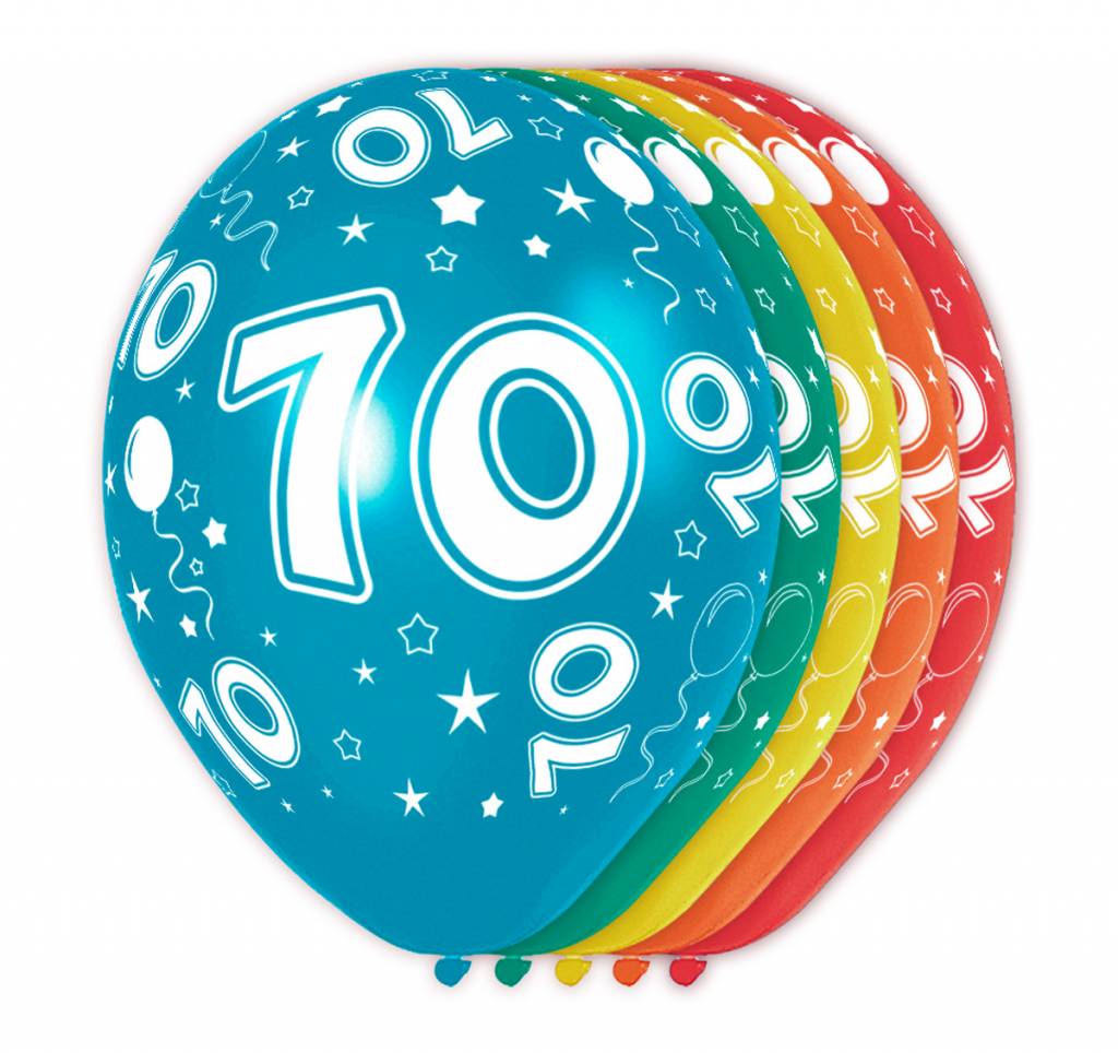 Verjaardag Ballonnen 70 jaar 30cm - 5 stuks