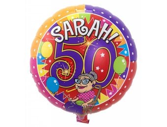 Folie Ballon Sarah 50 Jaar 45cm - per stuk