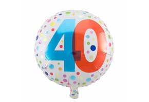 Folie Ballon 40 Jaar Regenboog Stippen 45cm - per stuk