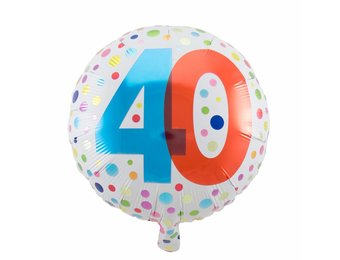 Folie Ballon 40 Jaar Regenboog Stippen 45cm - per stuk
