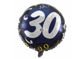 Folie Ballon 30 Jaar Zwart & Goud 45cm - per stuk