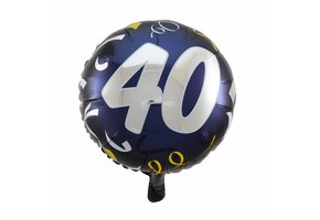 Folie Ballon 40 Jaar Zwart & Goud 45cm - per stuk
