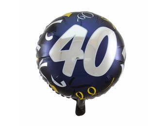 Folie Ballon 40 Jaar Zwart & Goud 45cm - per stuk