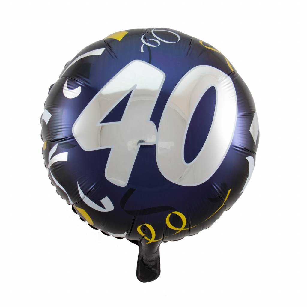 Folie Ballon 40 Jaar Zwart & Goud 45cm - per stuk