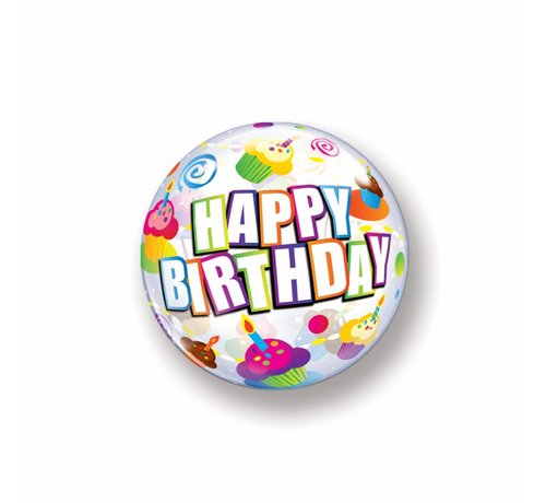 Folie Ballon Happy Birthday Cake 56cm - Per Stuk