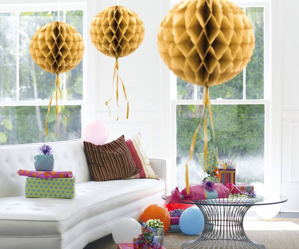 Honeycomb Bal Goud 30 cm - per stuk