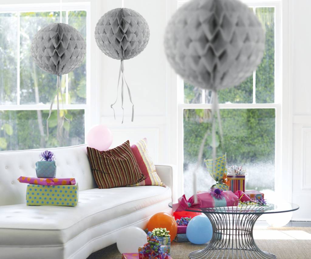Honeycomb Bal Zilver 30 cm - per stuk