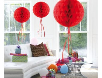 Honeycomb Bal Rood 30 cm - per stuk