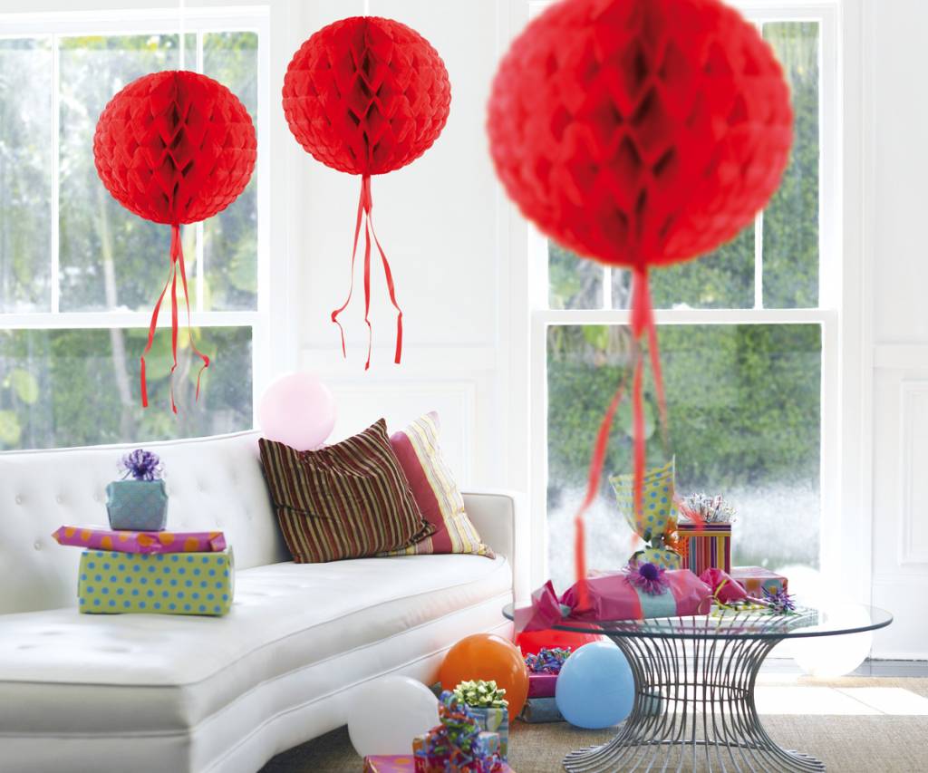 Honeycomb Bal Rood 30 cm - per stuk
