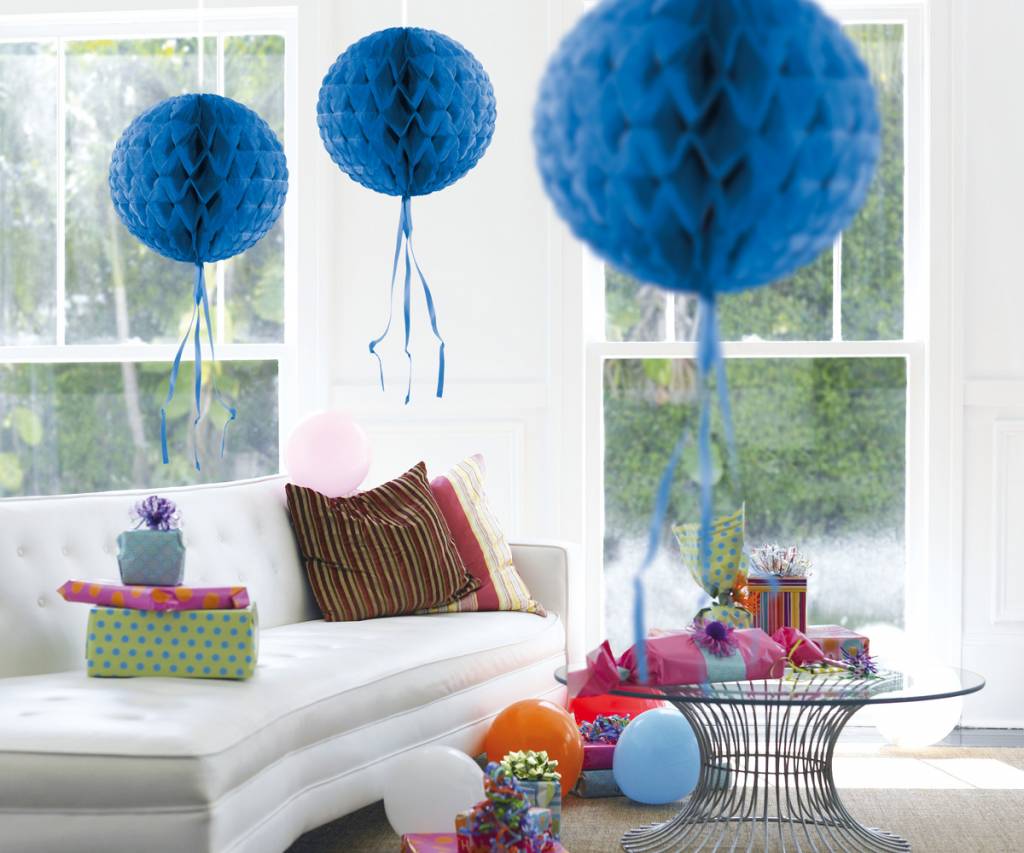 Honeycomb Bal Blauw 30 cm - per stuk