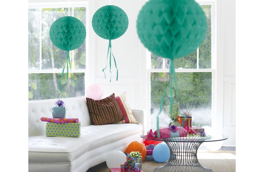Honeycomb Bal Turquoise 30 cm - per stuk