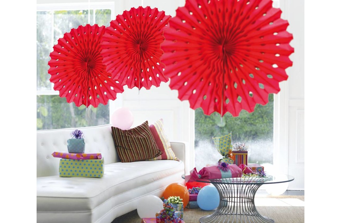 Honeycomb Fan Rood 45cm - per stuk