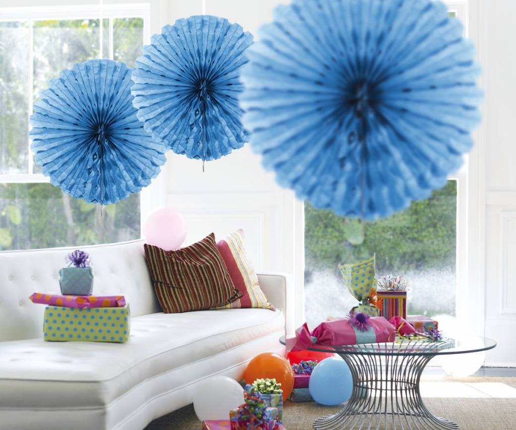 Honeycomb Fan Baby Blauw 45 cm - per stuk