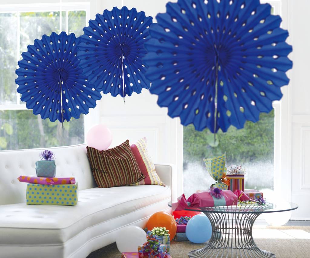 Honeycomb Fan Blauw 45 cm - per stuk