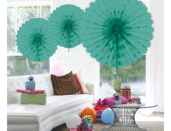 Honeycomb Fan Turquoise 45 cm - per stuk
